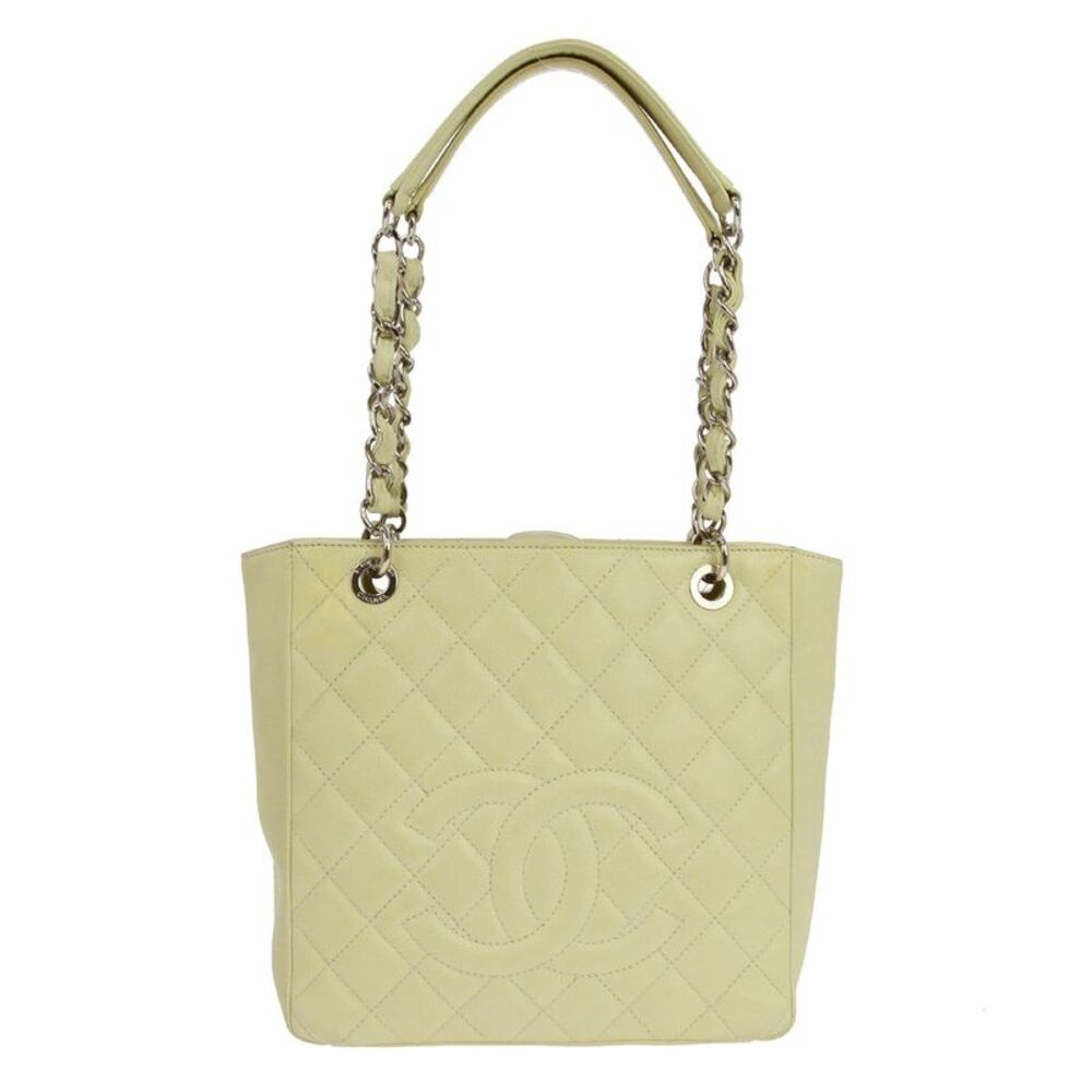 Chanel Petite Shopping Quilted Caviar Green Leather Tote Bag Bag